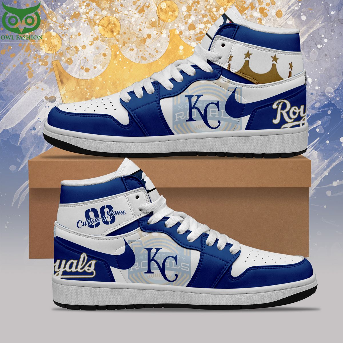 Ideafootwear Kansas City Royals AJ1 High Sneakers Shoes For Men And Women 6