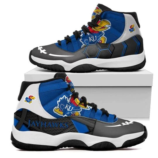 Ideafootwear Kansas Jayhawks AJ13 Sneakers Shoes For Men And Women 3