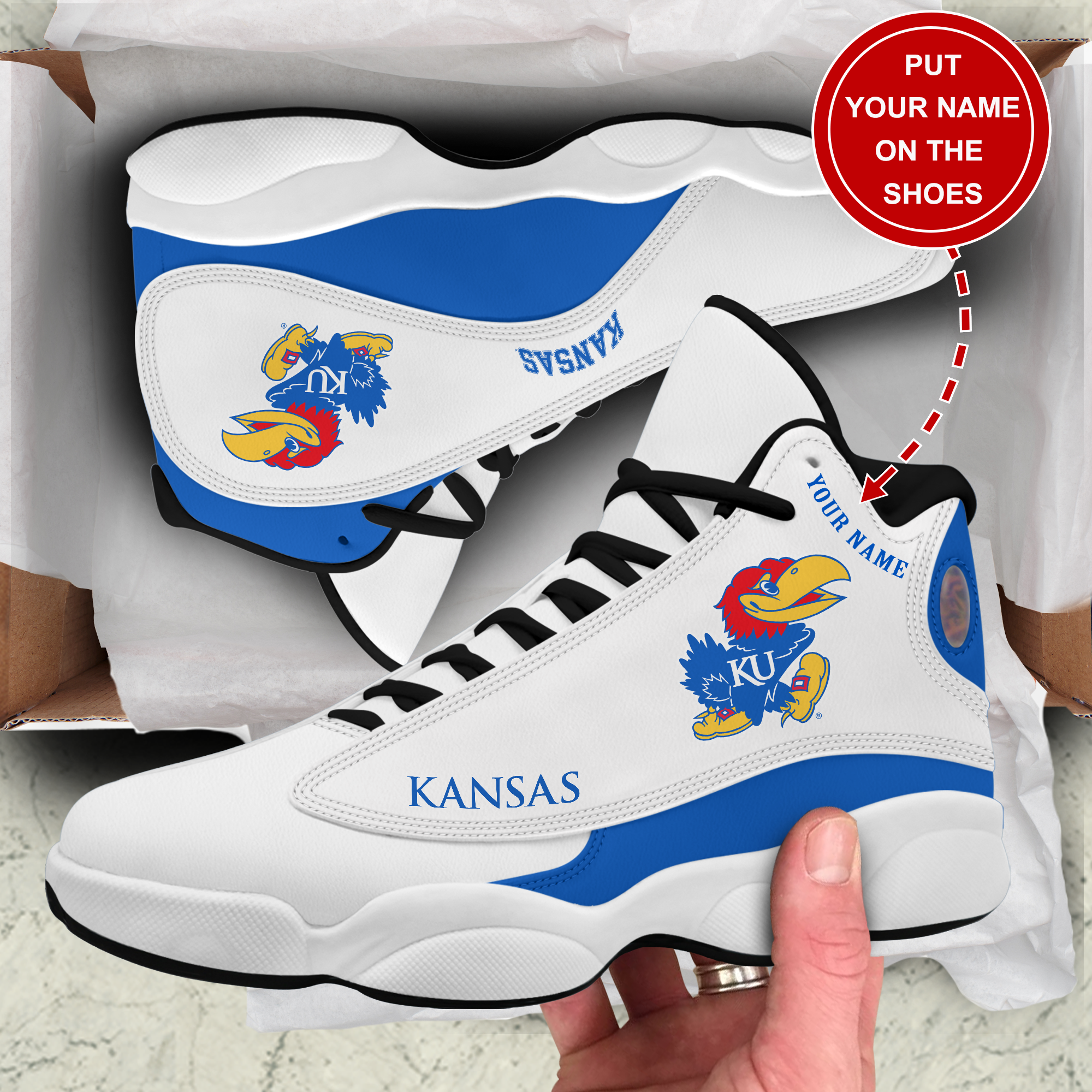 Ideafootwear Kansas Jayhawks AJ13 Sneakers Shoes For Men And Women 1
