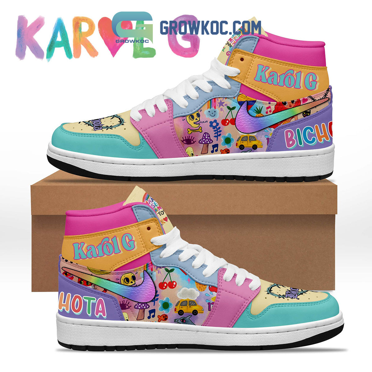Ideafootwear Karol G AJ1 High Sneakers Shoes For Men And Women 4