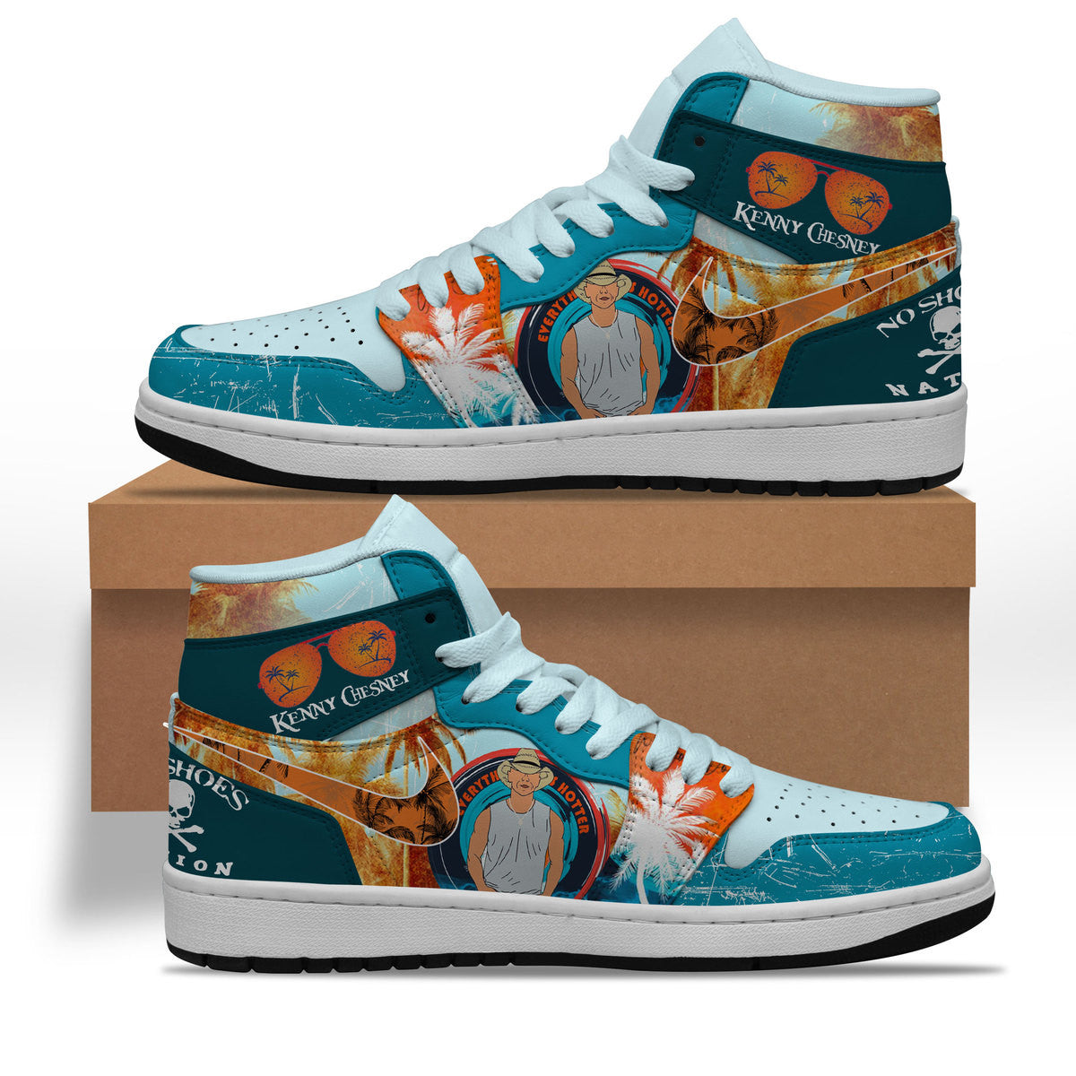 Ideafootwear Kenny Chesney AJ1 High Sneakers Shoes For Men And Women 3