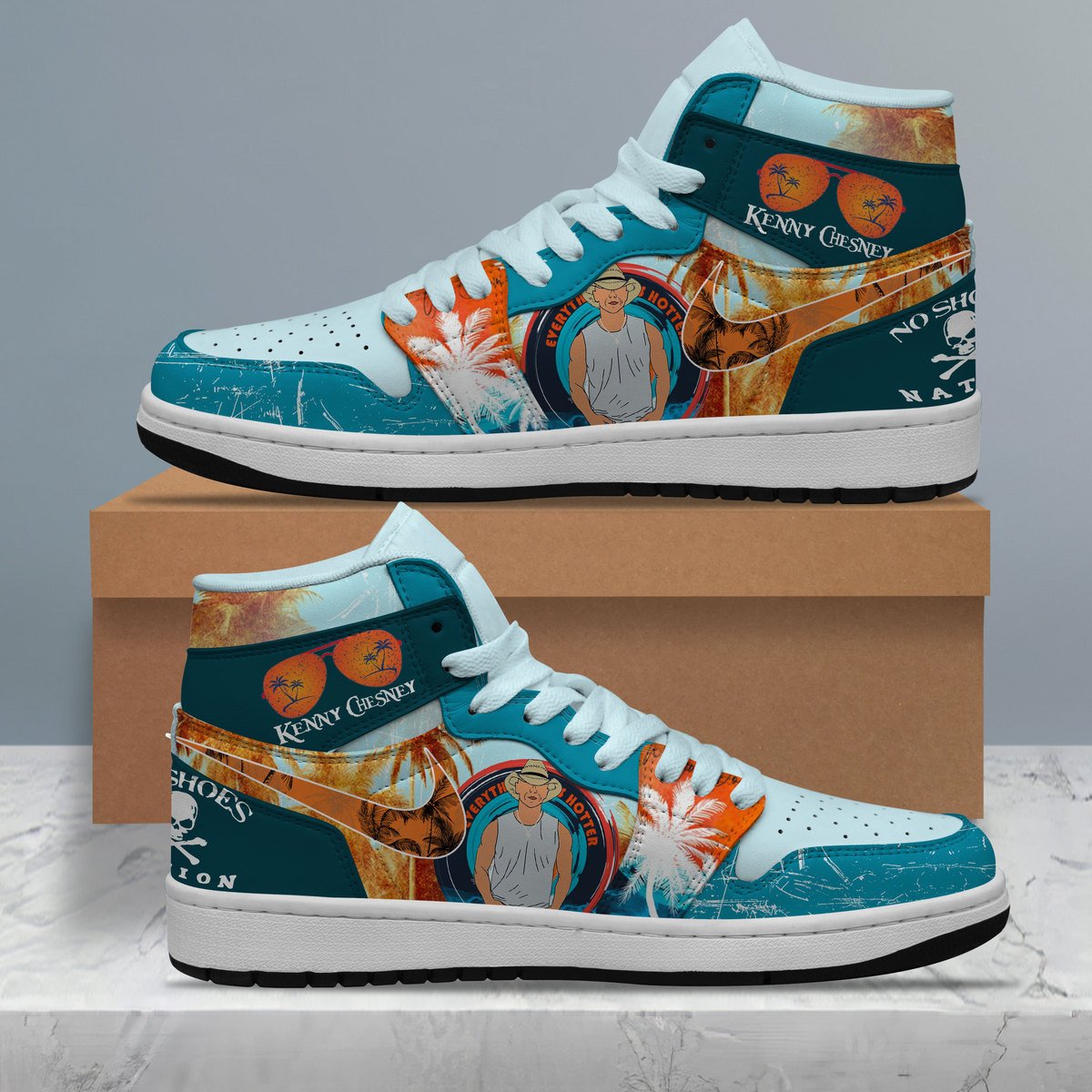 Ideafootwear Kenny Chesney AJ1 High Sneakers Shoes For Men And Women 3