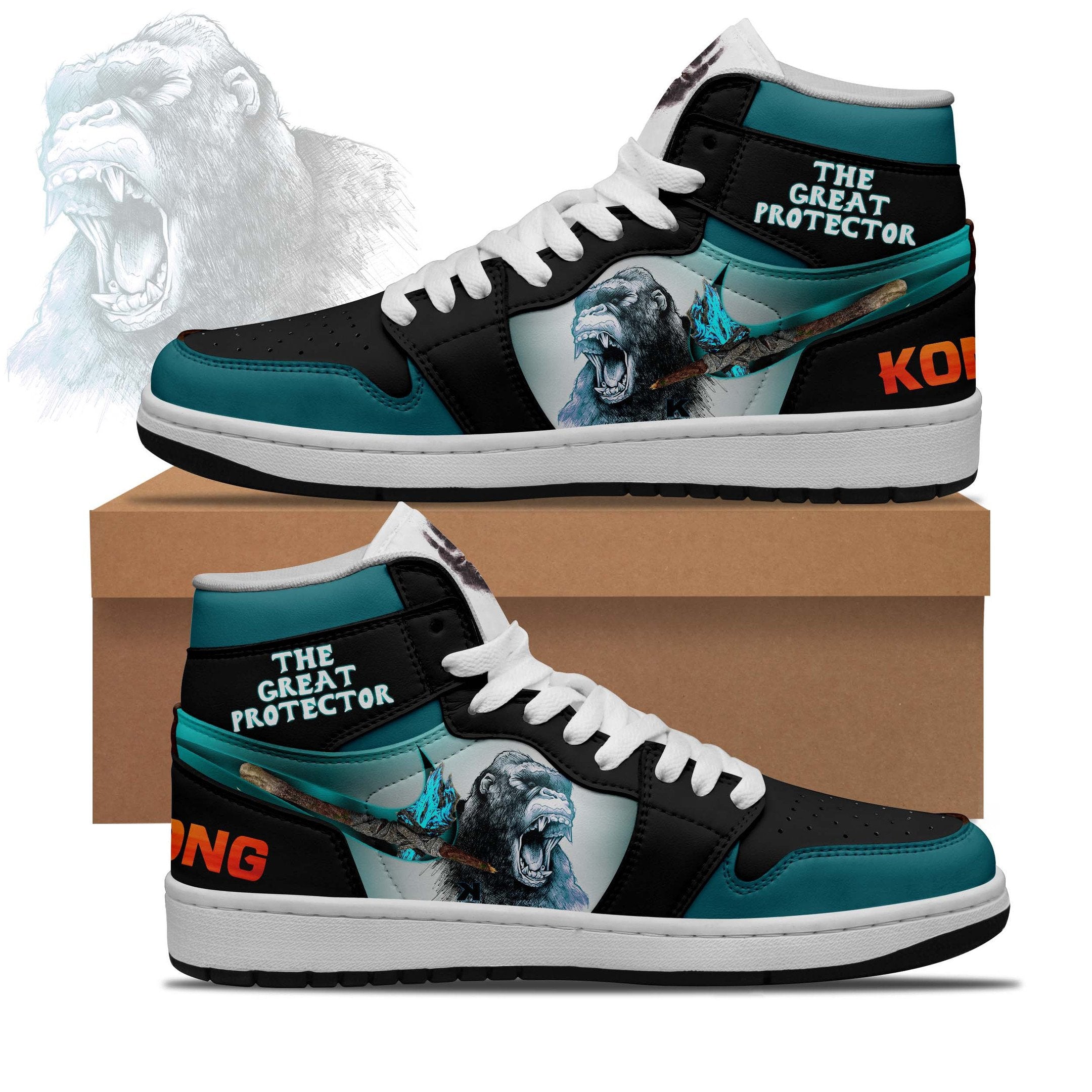 Ideafootwear Kong and Godzilla AJ1 High Sneakers Shoes For Men And Women 1