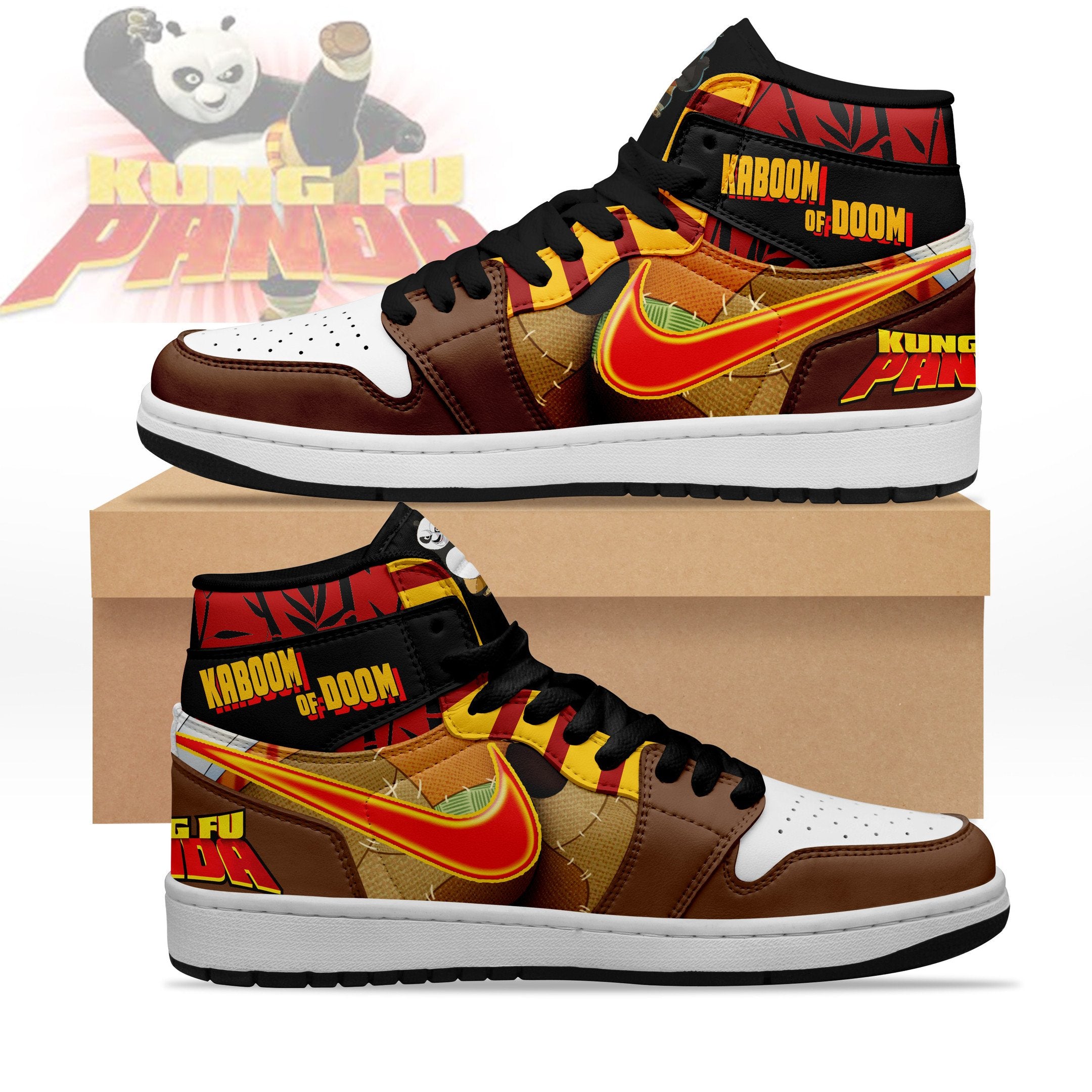 Ideafootwear Kung Fu Panda AJ1 High Sneakers Shoes For Men And Women 1