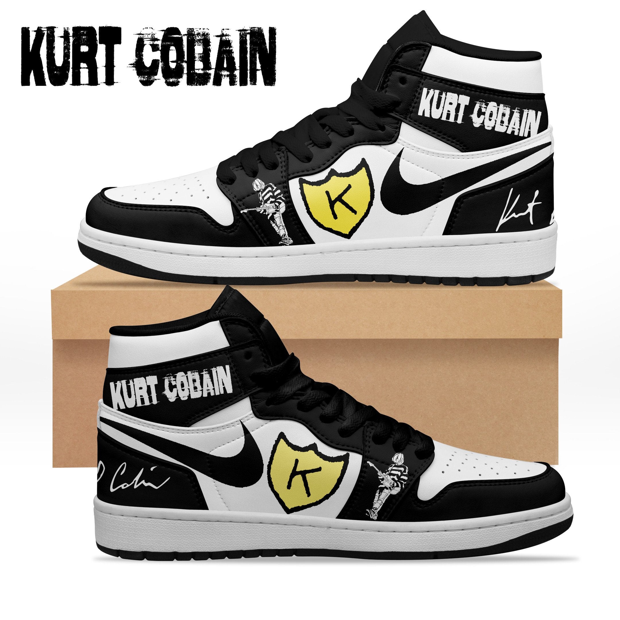Ideafootwear Kurt Cobain AJ1 High Sneakers Shoes For Men And Women 2