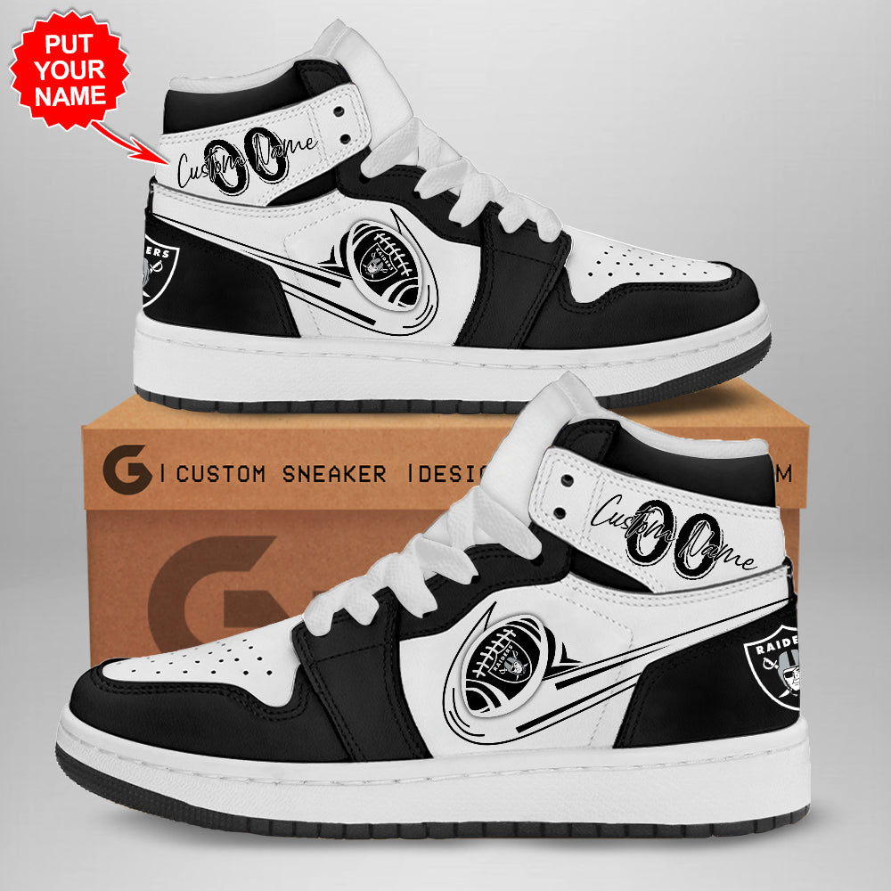 Ideafootwear Las Vegas Raiders AJ1 High Sneakers Shoes For Men And Women 5