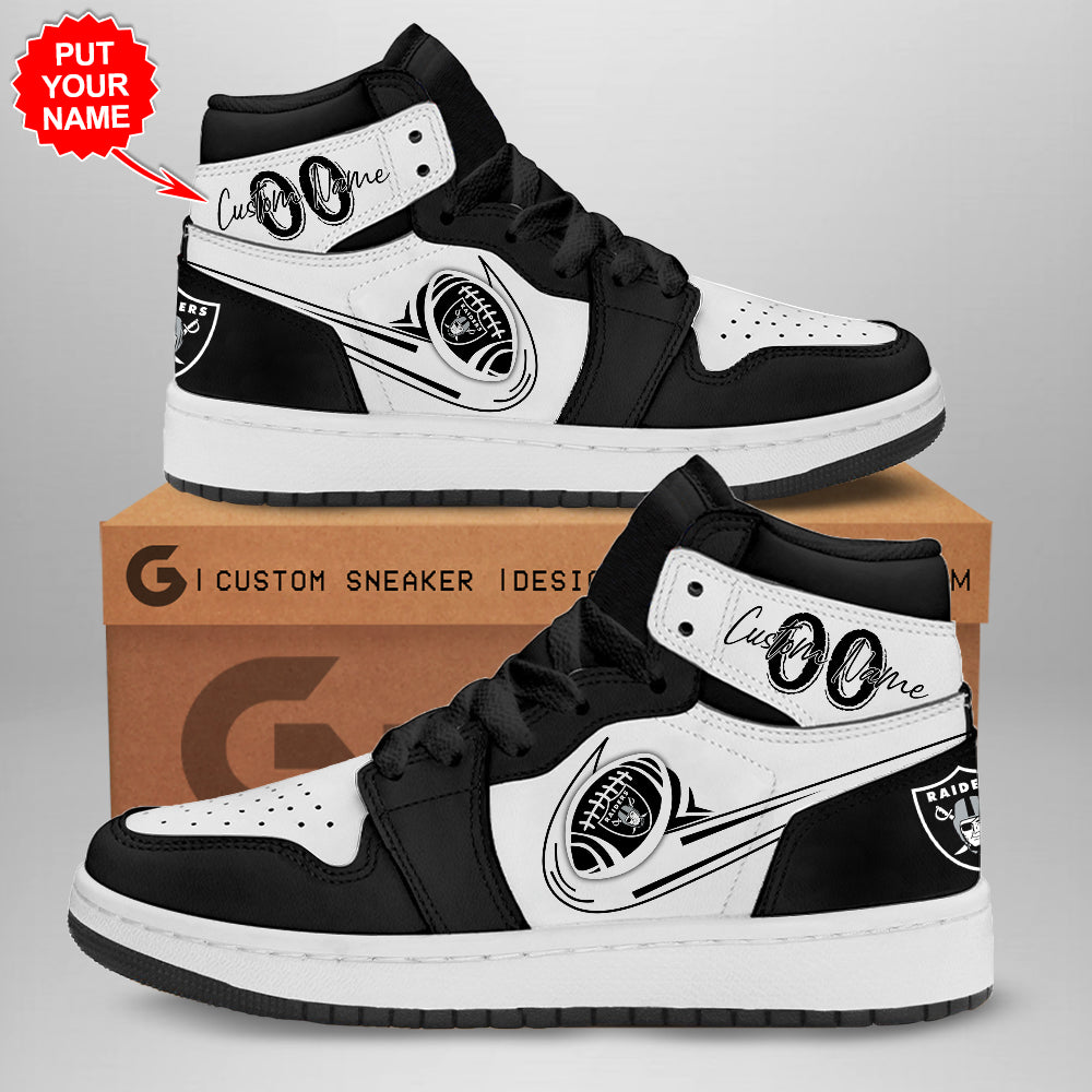 Ideafootwear Las Vegas Raiders AJ1 High Sneakers Shoes For Men And Women 6