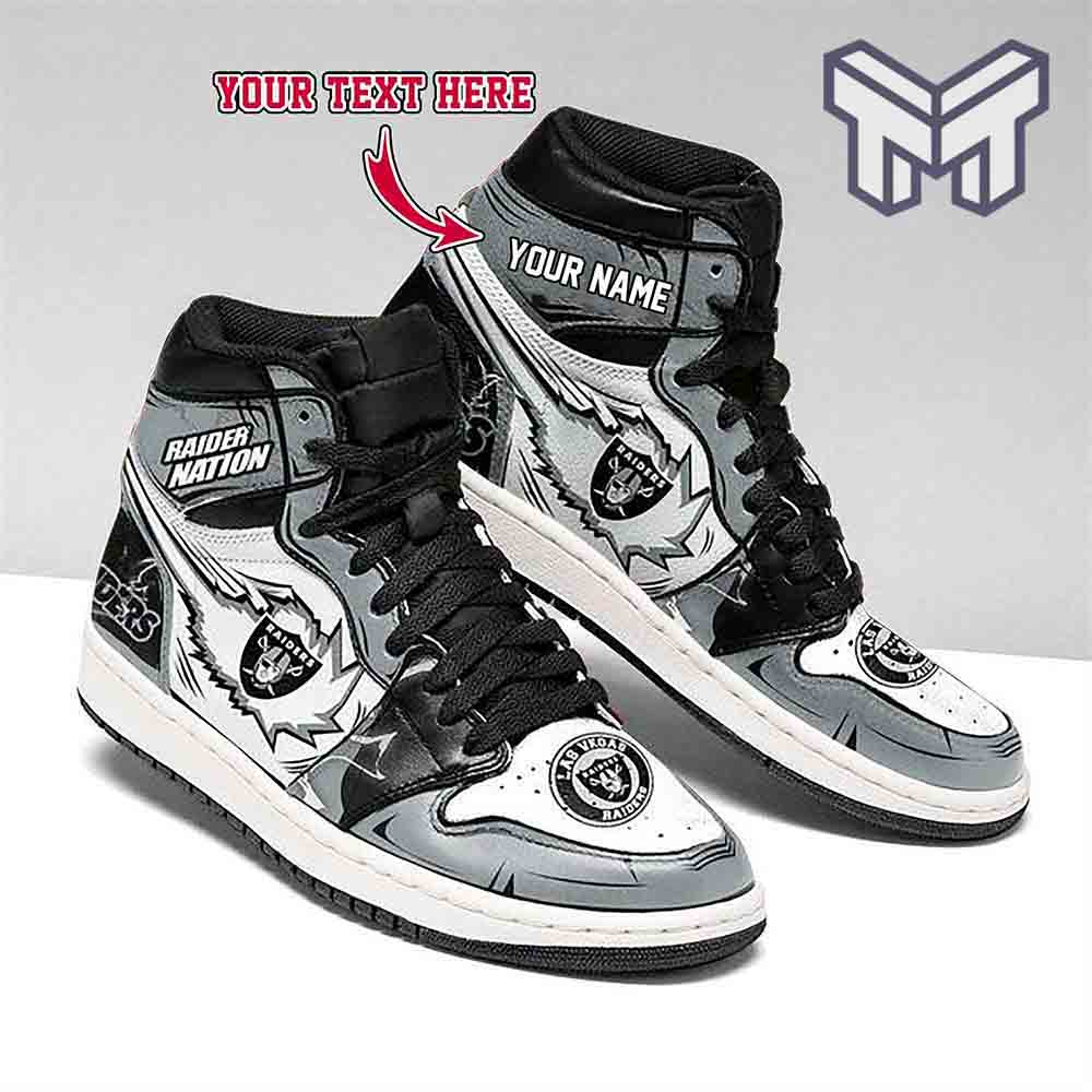 Ideafootwear Las Vegas Raiders AJ1 High Sneakers Shoes For Men And Women 4