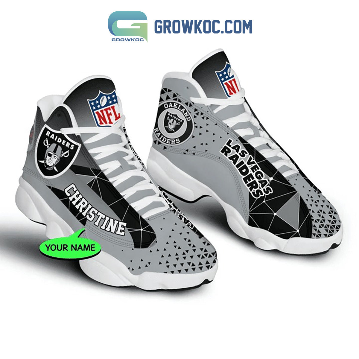Ideafootwear Las Vegas Raiders AJ13 Sneakers Shoes For Men And Women 6