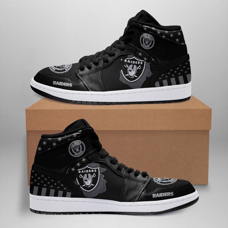 Ideafootwear Las Vegas Raiders NFL AJ1 High Sneakers Shoes For Men And Women 2