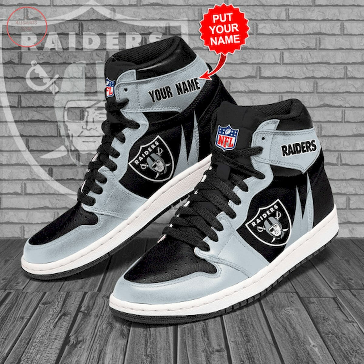 Ideafootwear Las Vegas Raiders NFL AJ1 High Sneakers Shoes For Men And Women 11