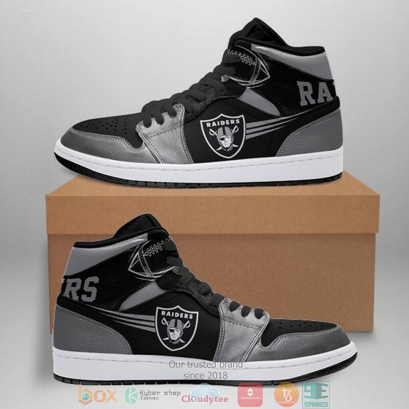 Ideafootwear Las Vegas Raiders NFL AJ1 High Sneakers Shoes For Men And Women 4