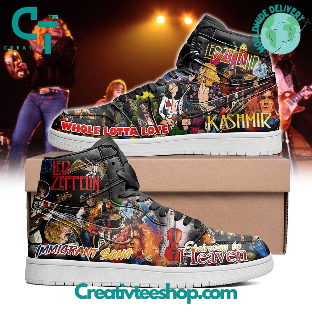Ideafootwear Led Zeppelin AJ1 High Sneakers Shoes For Men And Women 1