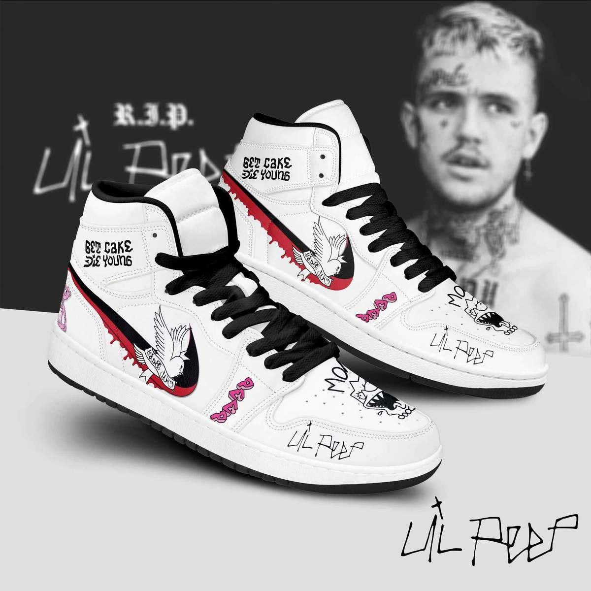 Ideafootwear Lil Peep AJ1 High Sneakers Shoes For Men And Women 4