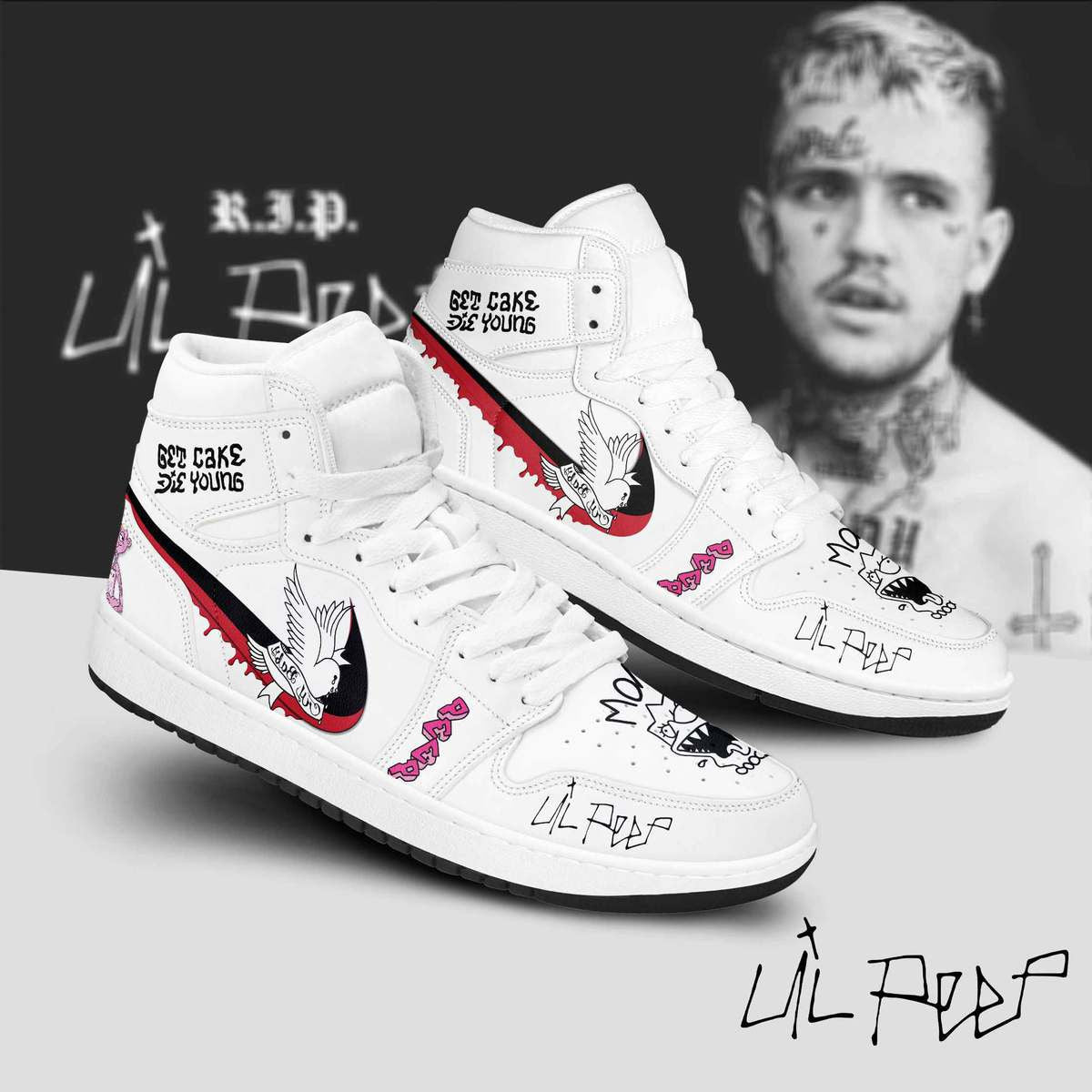 Ideafootwear Lil Peep AJ1 High Sneakers Shoes For Men And Women 3