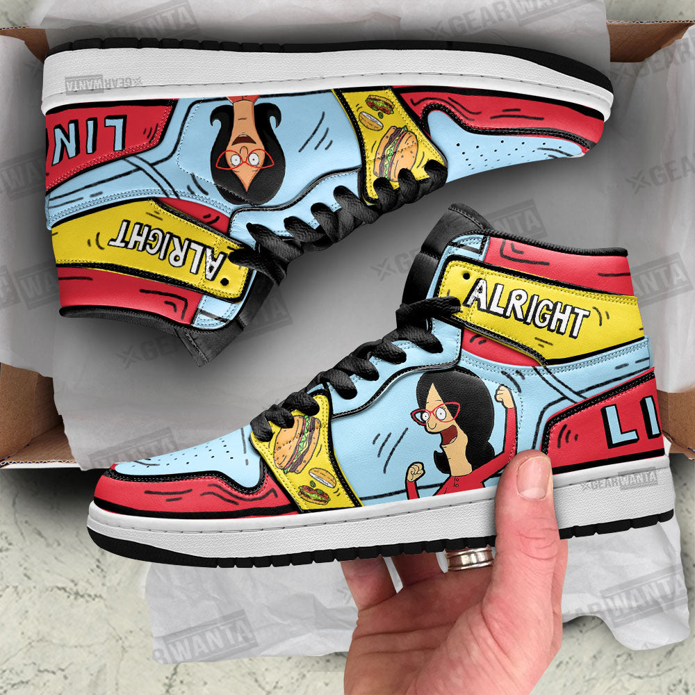 Ideafootwear Linda Bob's Burger AJ1 High Sneakers Shoes For Men And Women 1