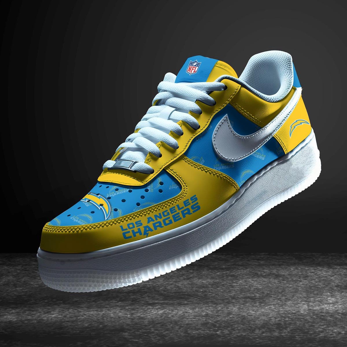Ideafootwear Los Angeles Chargers Air Low-Top Sneakers Shoes For Men And Women 8