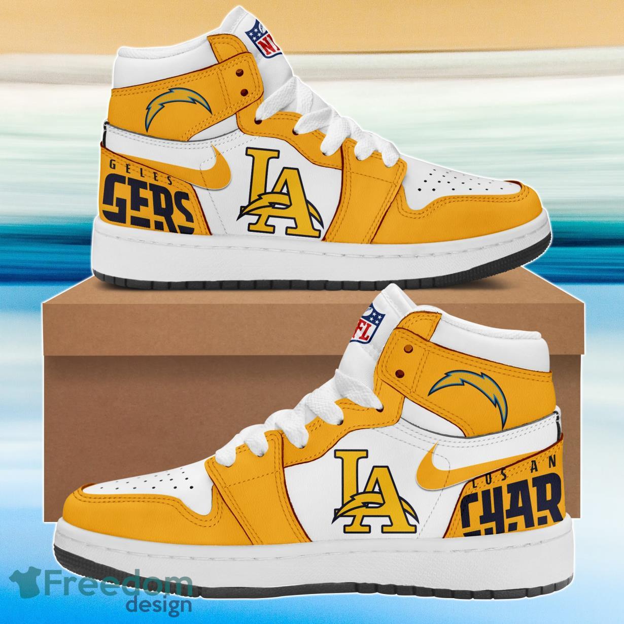 Ideafootwear Los Angeles Chargers AJ1 High Sneakers Shoes For Men And Women 12