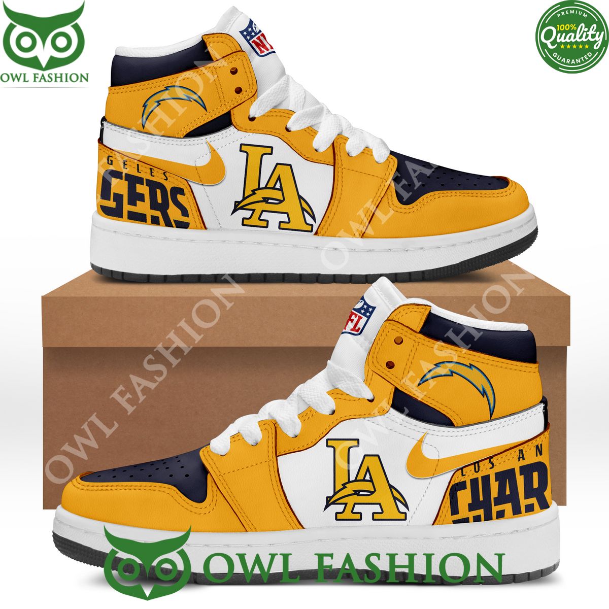 Ideafootwear Los Angeles Chargers AJ1 High Sneakers Shoes For Men And Women 15
