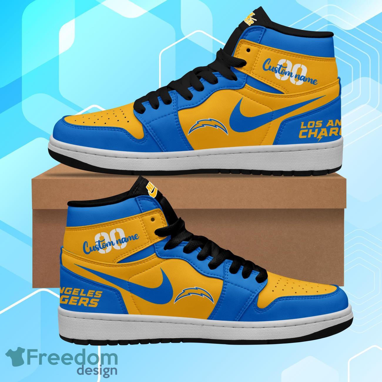 Ideafootwear Los Angeles Chargers AJ1 High Sneakers Shoes For Men And Women 1