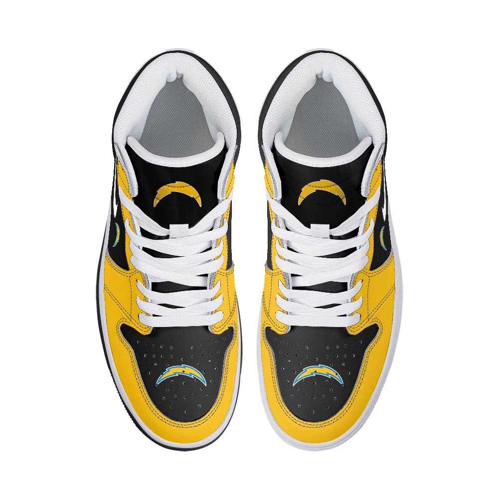 Ideafootwear Los Angeles Chargers AJ1 High Sneakers Shoes For Men And Women 9