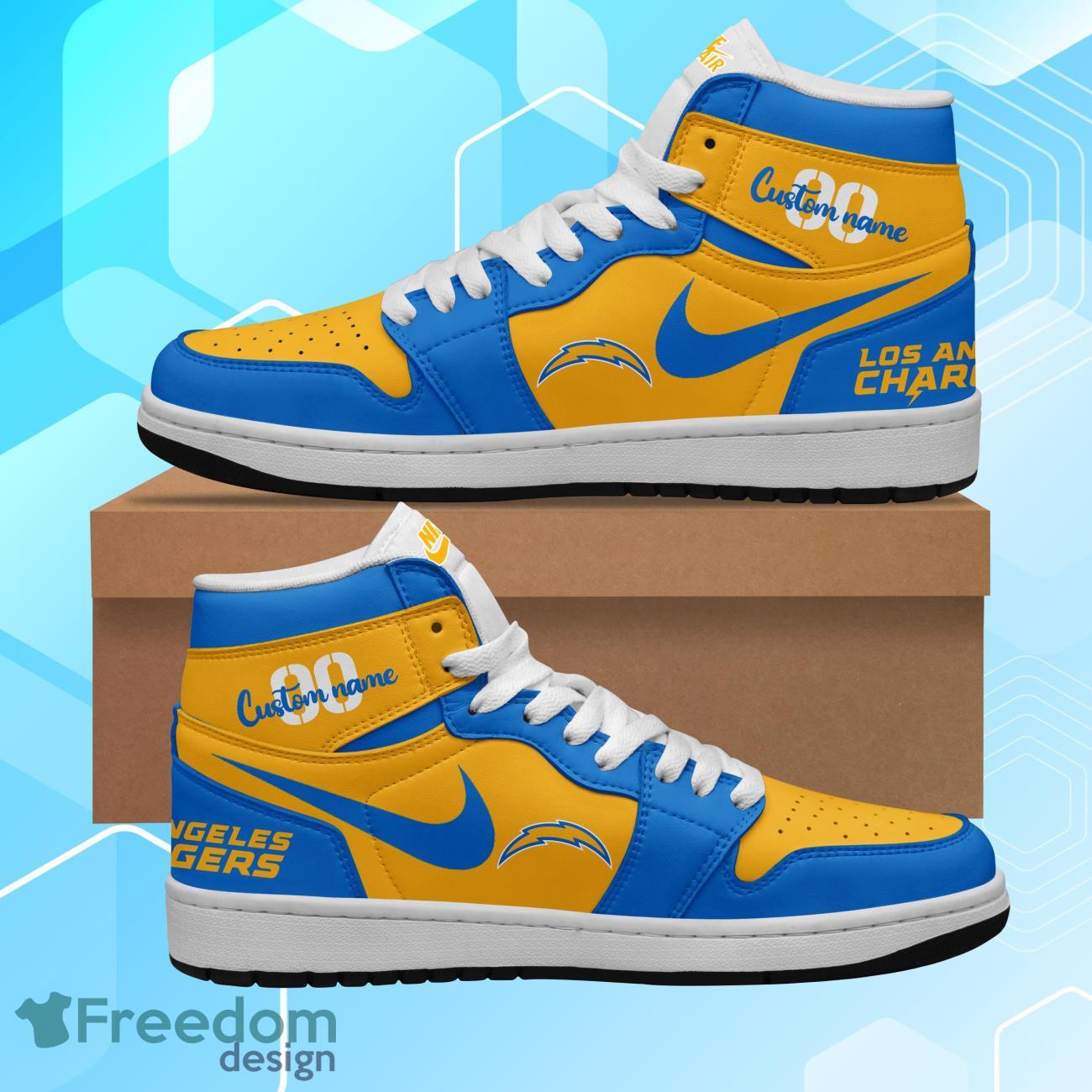 Ideafootwear Los Angeles Chargers AJ1 High Sneakers Shoes For Men And Women 2