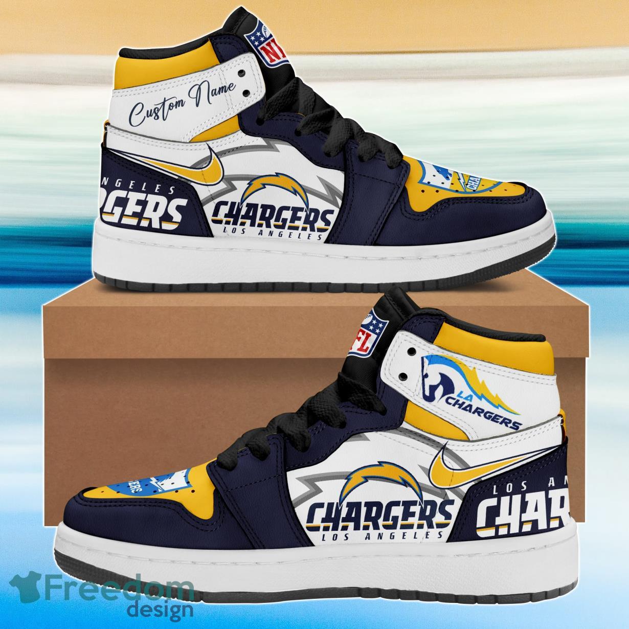 Ideafootwear Los Angeles Chargers AJ1 High Sneakers Shoes For Men And Women 3