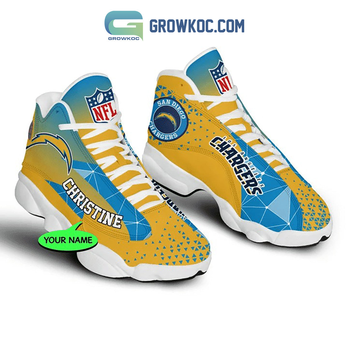 Ideafootwear Los Angeles Chargers AJ13 Sneakers Shoes For Men And Women 5