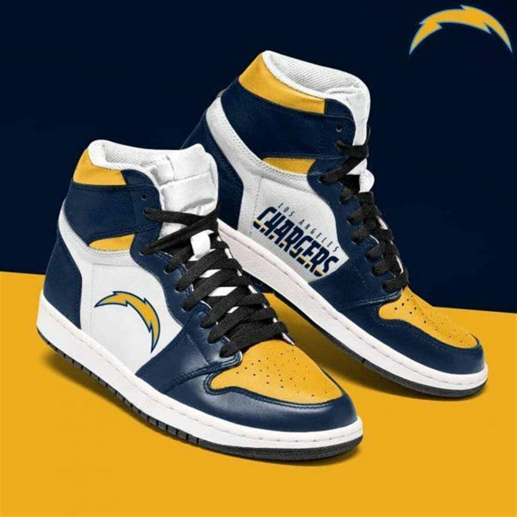 Ideafootwear Los Angeles Chargers NFL AJ1 High Sneakers Shoes For Men And Women 4