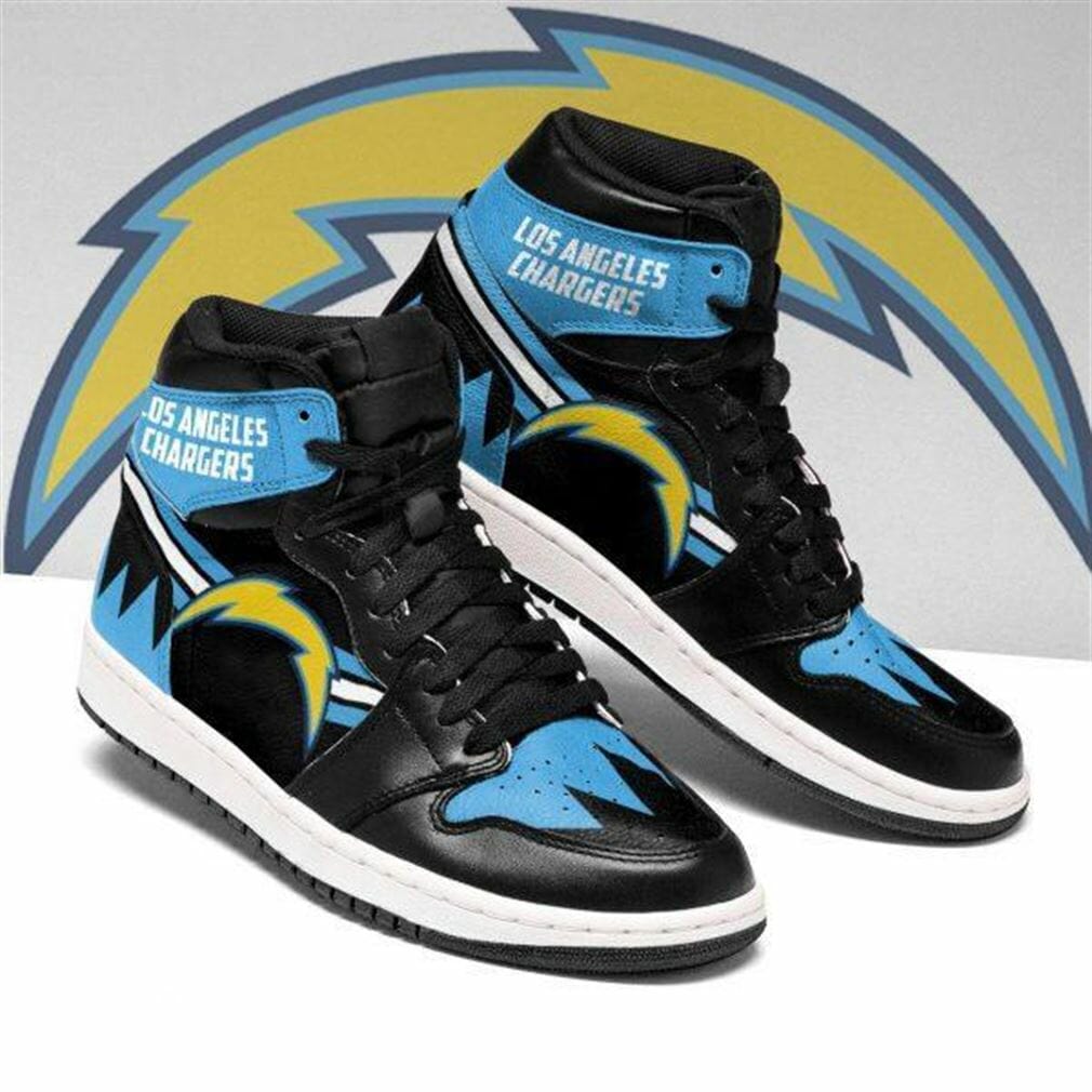 Ideafootwear Los Angeles Chargers NFL AJ1 High Sneakers Shoes For Men And Women 8