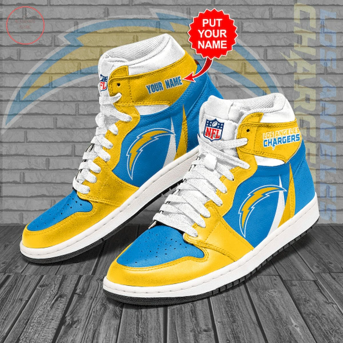 Ideafootwear Los Angeles Chargers NFL AJ1 High Sneakers Shoes For Men And Women 5