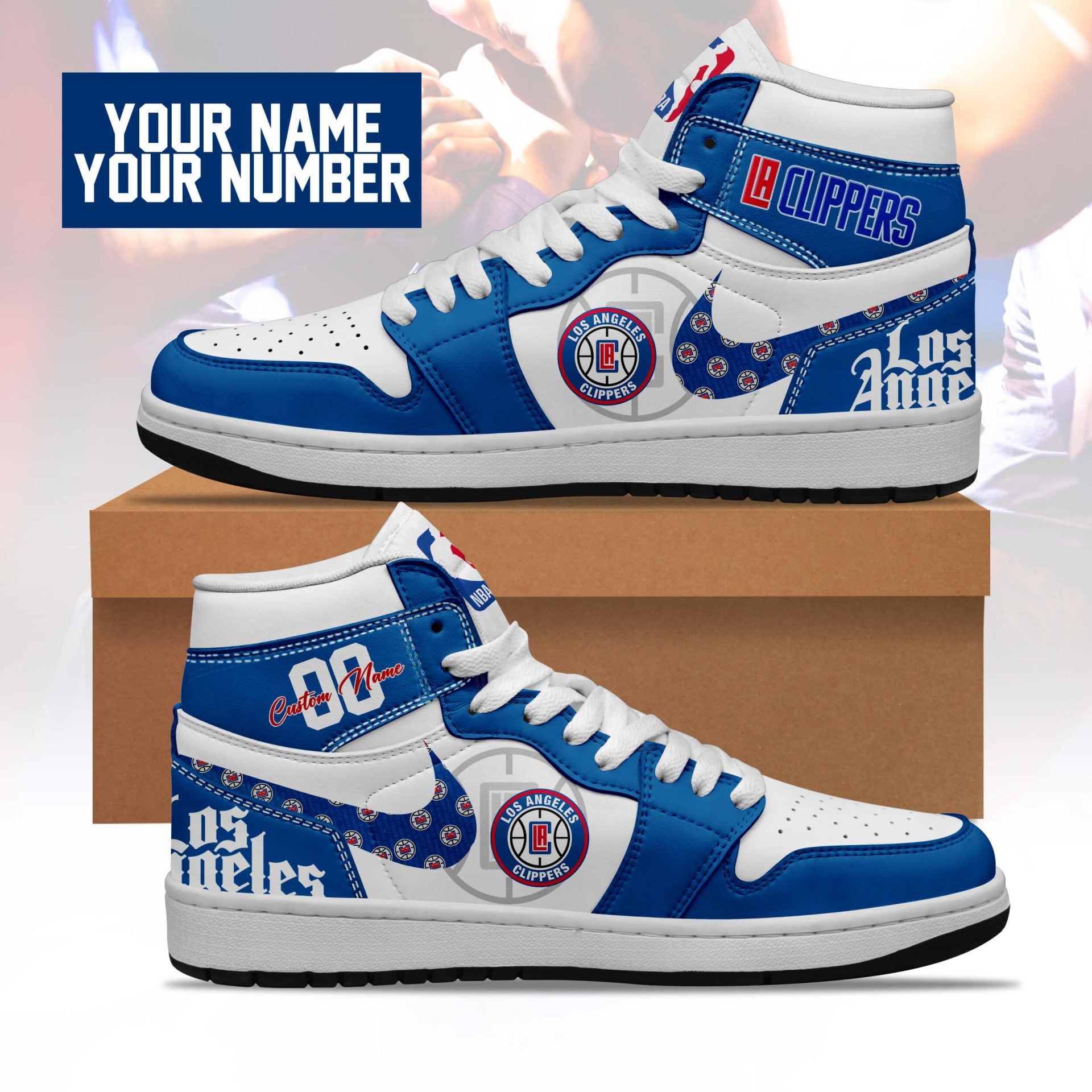 Ideafootwear Los Angeles Clippers AJ1 High Sneakers Shoes For Men And Women 1