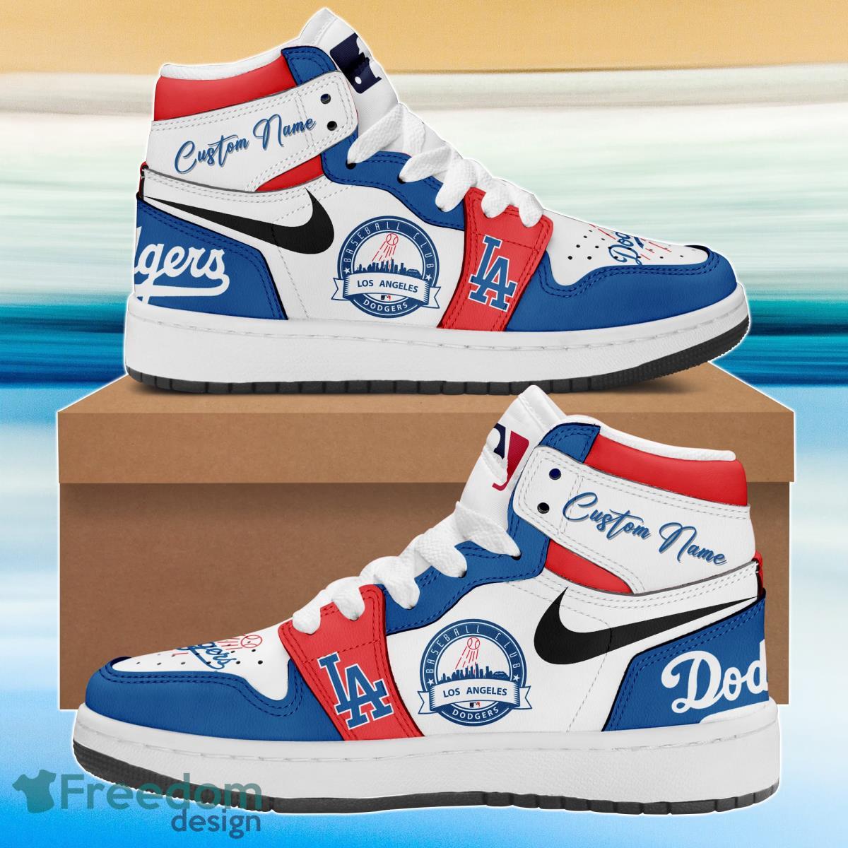 Ideafootwear Los Angeles Dodgers AJ1 High Sneakers Shoes For Men And Women 3