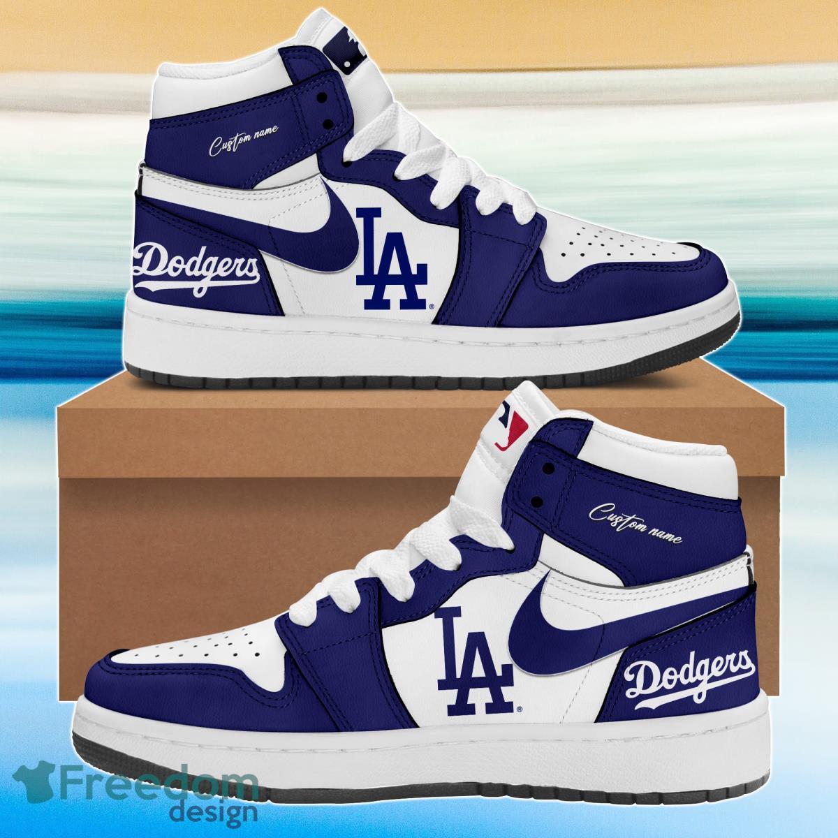 Ideafootwear Los Angeles Dodgers AJ1 High Sneakers Shoes For Men And Women 2