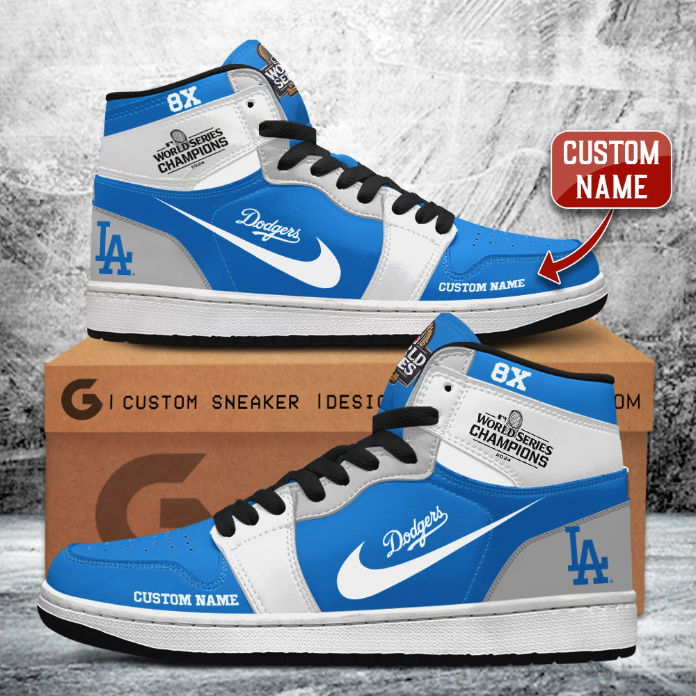 Ideafootwear Los Angeles Dodgers AJ1 High Sneakers Shoes For Men And Women 6
