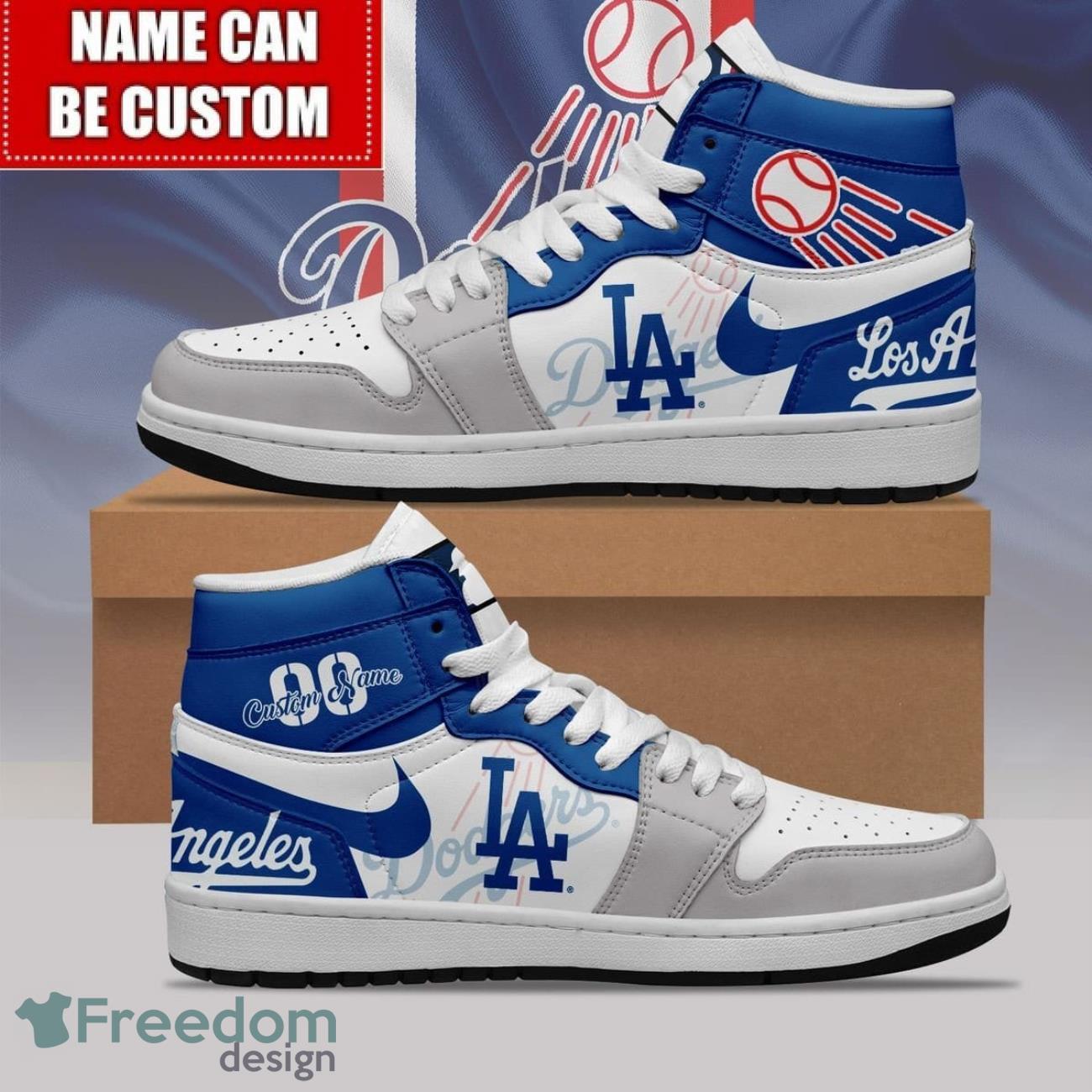 Ideafootwear Los Angeles Dodgers AJ1 High Sneakers Shoes For Men And Women 1