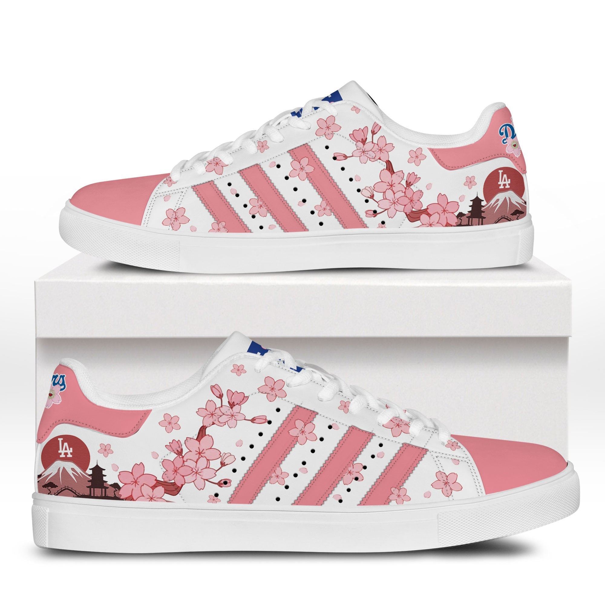 Ideafootwear Los Angeles Dodgers x Cherry Blossom Skate Stan Shoes Sneakes For Men And Women 1
