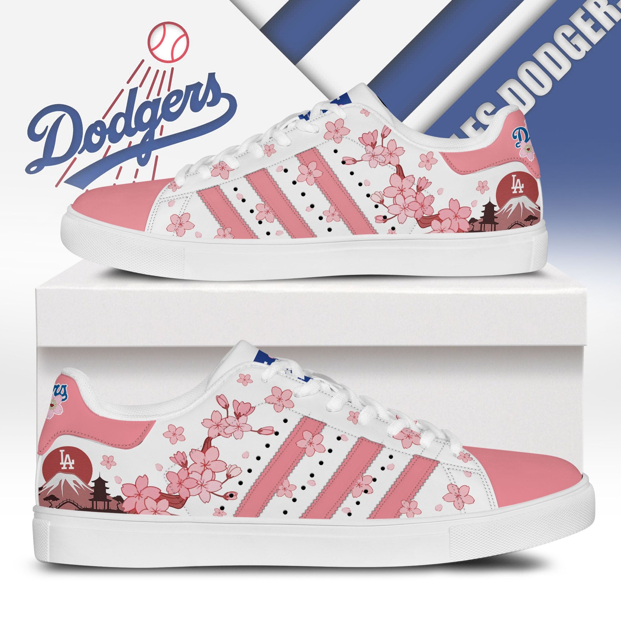 Ideafootwear Los Angeles Dodgers x Cherry Blossom Skate Stan Shoes Sneakes For Men And Women 1
