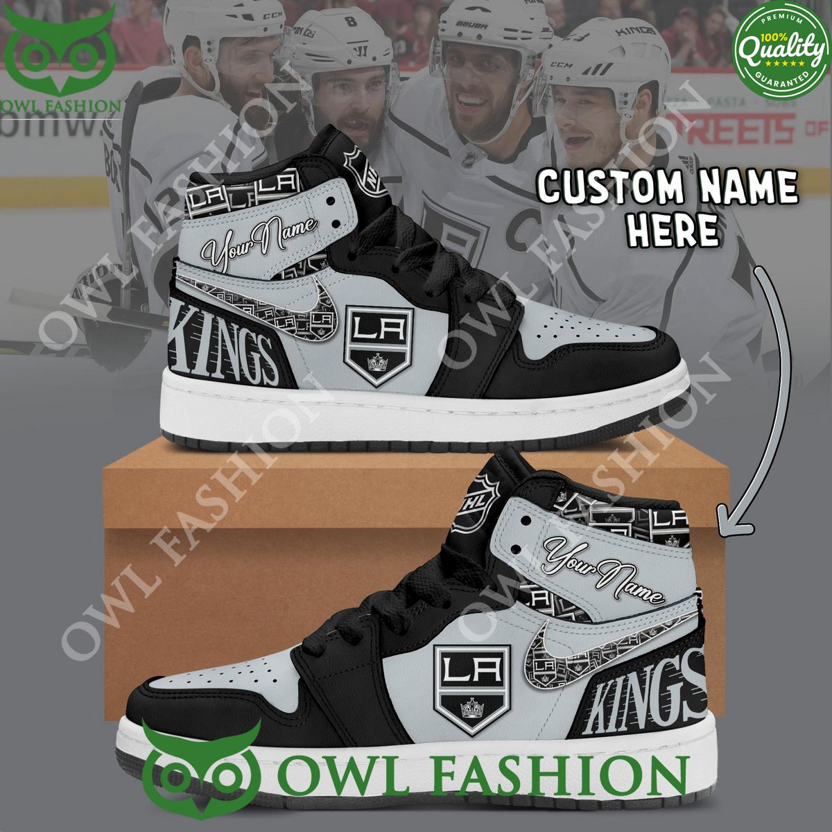 Ideafootwear Los Angeles Kings AJ1 High Sneakers Shoes For Men And Women 5