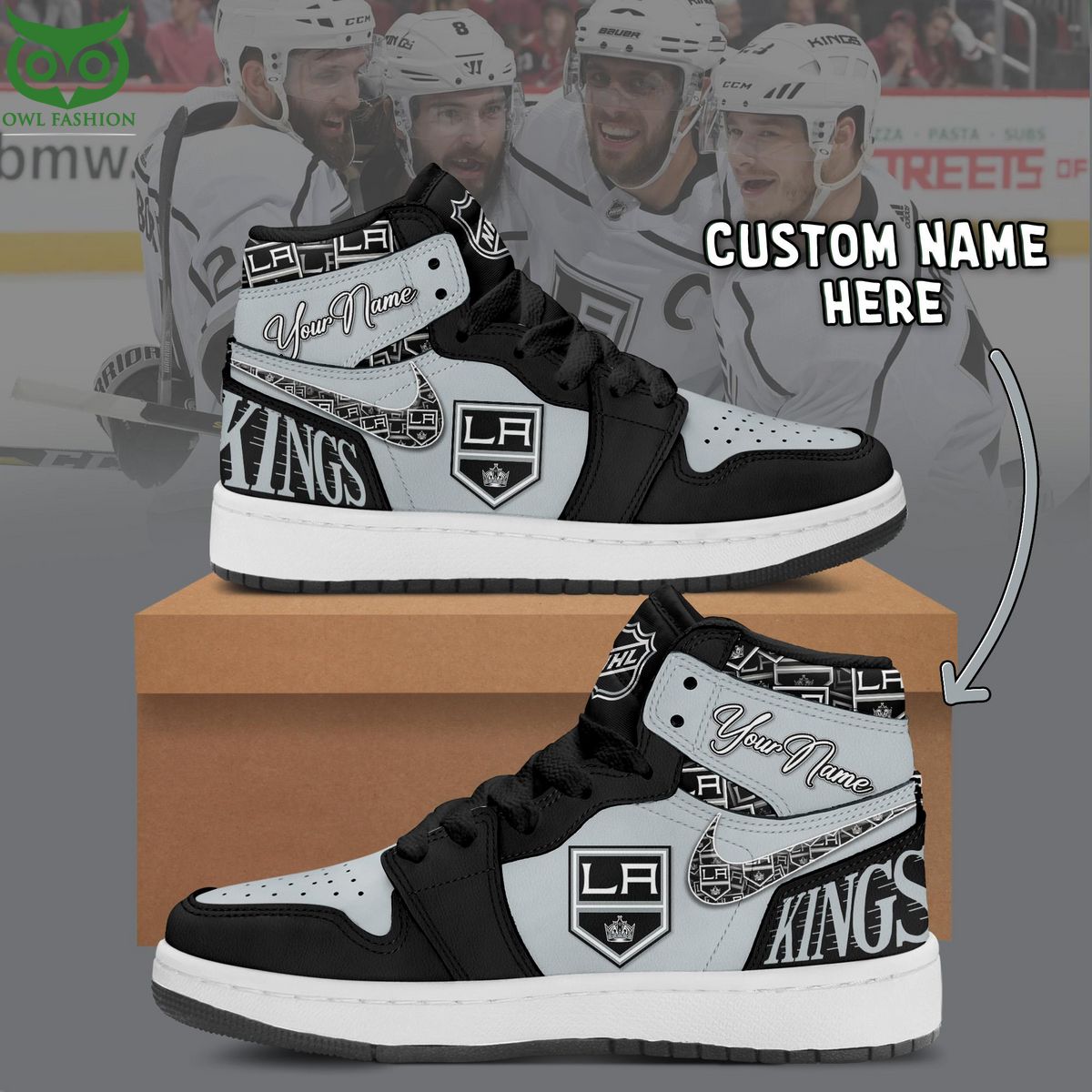 Ideafootwear Los Angeles Kings AJ1 High Sneakers Shoes For Men And Women 6