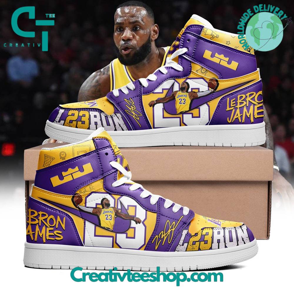 Ideafootwear Los Angeles Lakers AJ1 High Sneakers Shoes For Men And Women 9