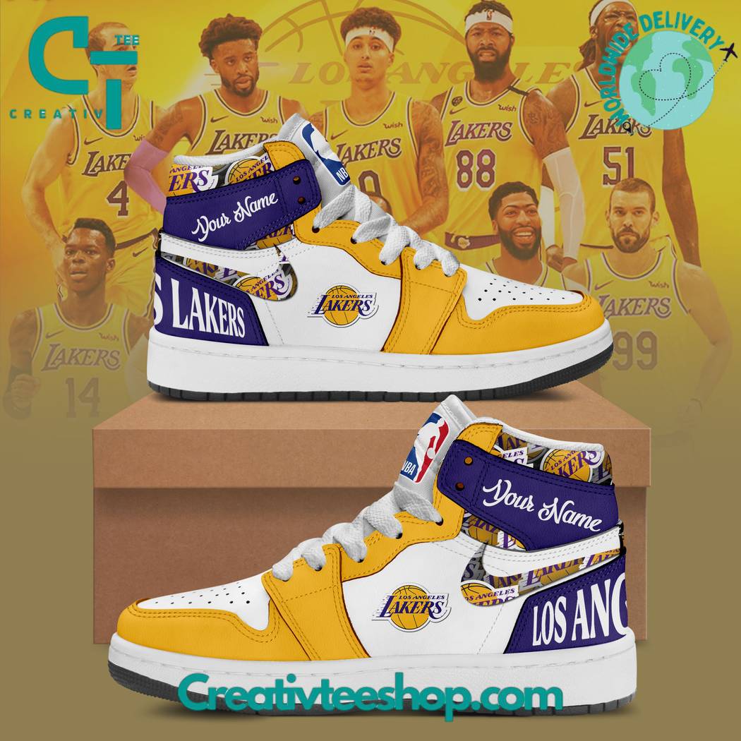 Ideafootwear Los Angeles Lakers AJ1 High Sneakers Shoes For Men And Women 4