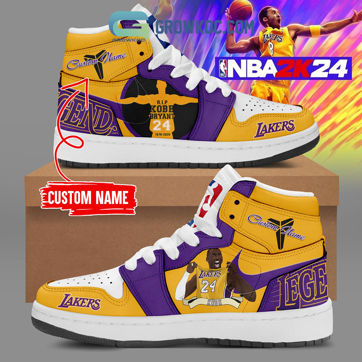 Ideafootwear Los Angeles Lakers AJ1 High Sneakers Shoes For Men And Women 7