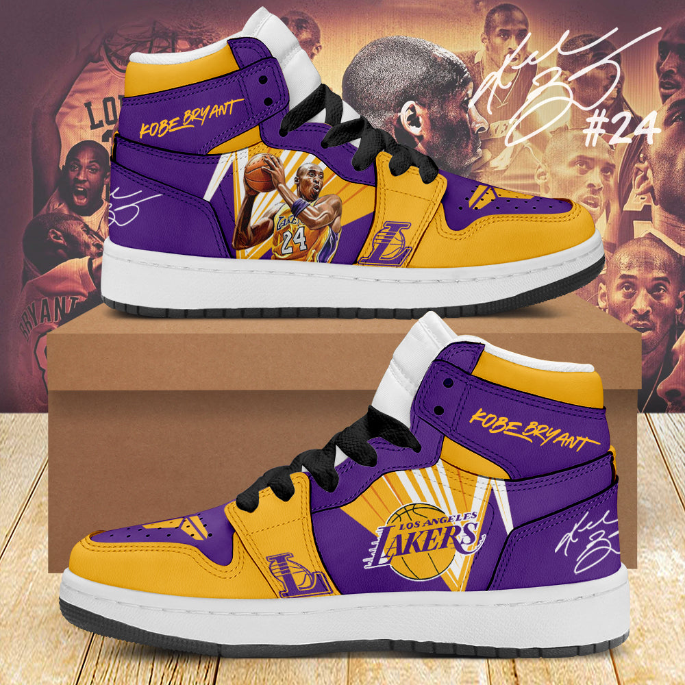 Ideafootwear Los Angeles Lakers AJ1 High Sneakers Shoes For Men And Women 15