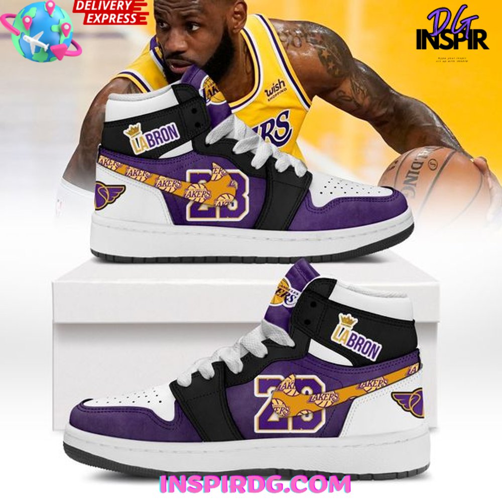 Ideafootwear Los Angeles Lakers AJ1 High Sneakers Shoes For Men And Women 8
