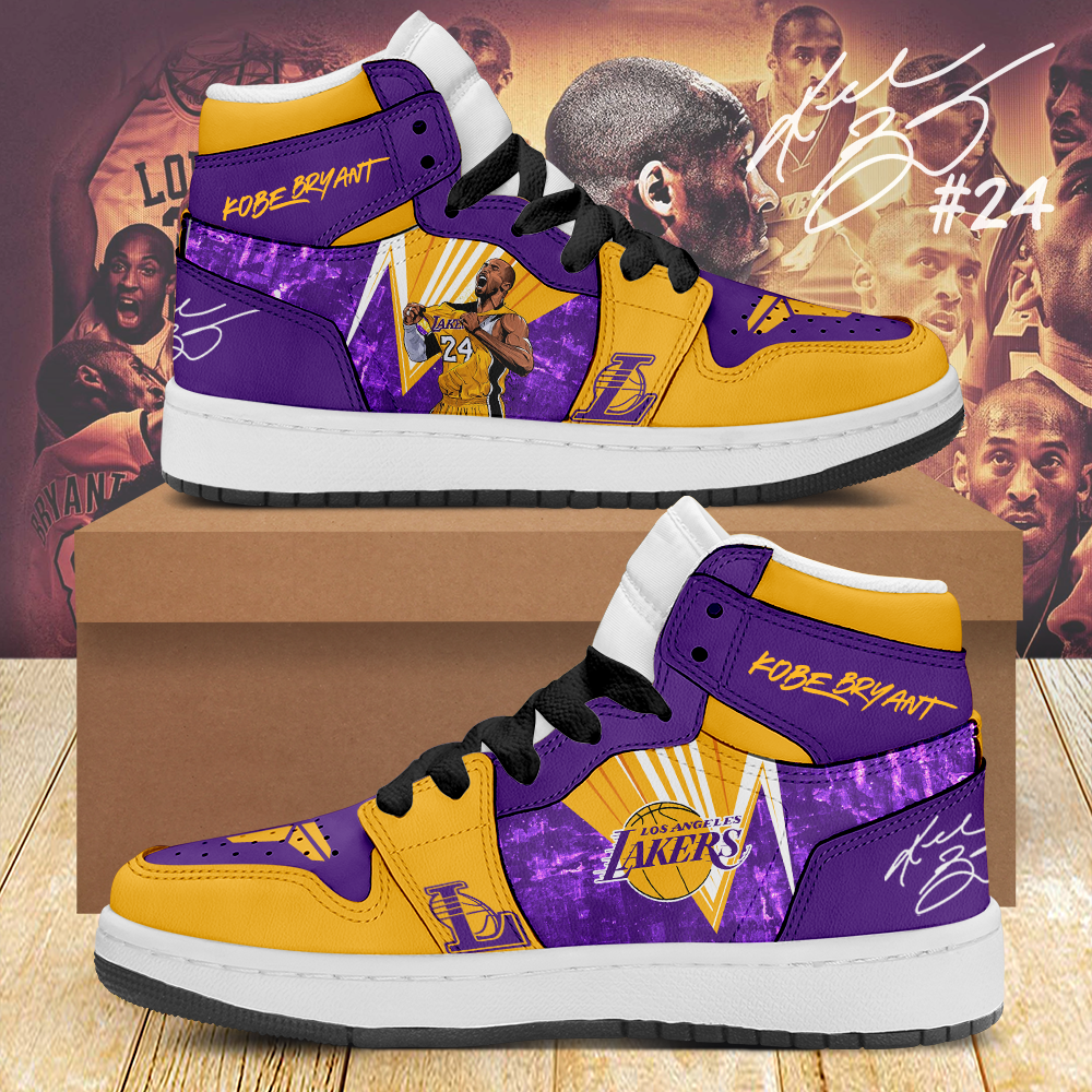 Ideafootwear Los Angeles Lakers AJ1 High Sneakers Shoes For Men And Women 12