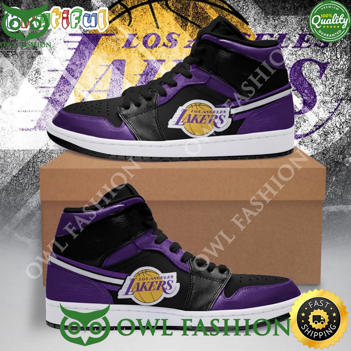 Ideafootwear Los Angeles Lakers AJ1 High Sneakers Shoes For Men And Women 19