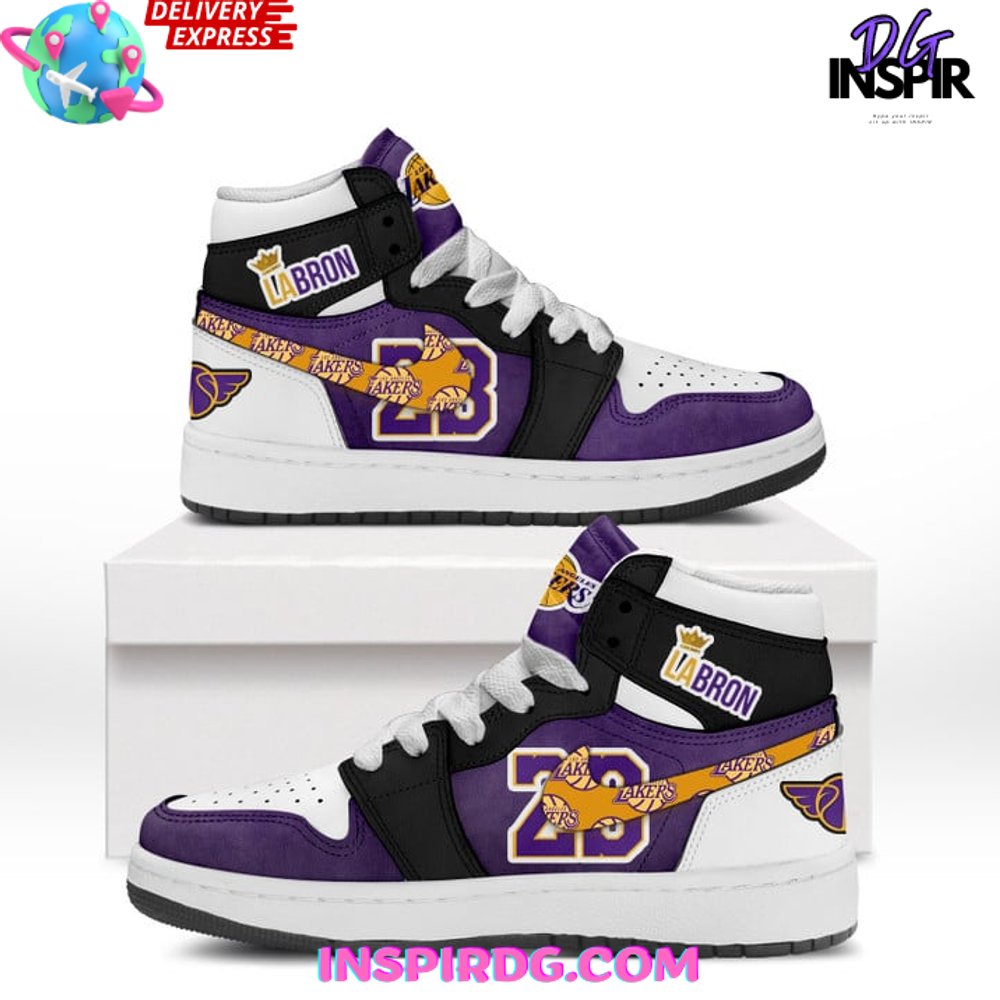 Ideafootwear Los Angeles Lakers AJ1 High Sneakers Shoes For Men And Women 8