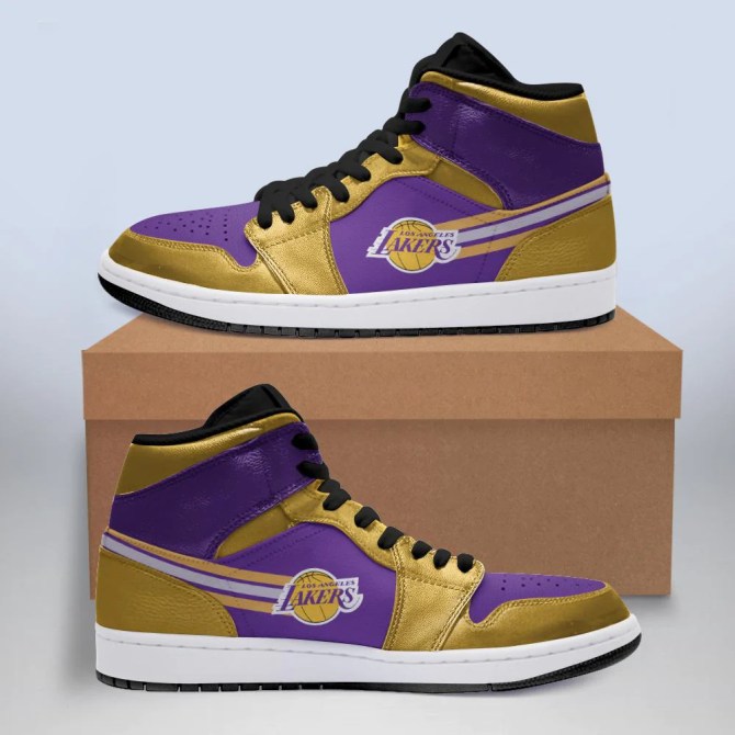 Ideafootwear Los Angeles Lakers NBA AJ1 High Sneakers Shoes For Men And Women 3