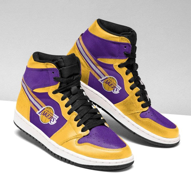 Ideafootwear Los Angeles Lakers NBA AJ1 High Sneakers Shoes For Men And Women 3